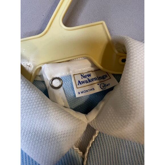 VTG New Awakenings by Cutler Baby Romper 9M Blue White USA NWT - Picture 5 of 9